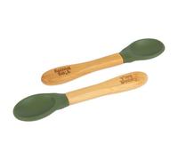 Tiny Dining Bamboo Silicone Tip Spoons - Olive Green
