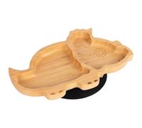 Tiny Dining Bamboo Suction Plate - Dinosaur/black - Divided Non-Slip Bamboo Self-Feeding Baby Weaning Plate