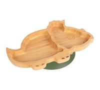 Tiny Dining Bamboo Suction Plate - Dinosaur - Divided Non-Slip Baby Weaning Plate in Light Green Tiny Dining Light Green