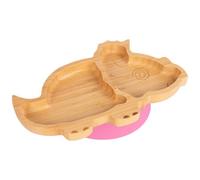 Tiny Dining Bamboo Suction Plate - Dinosaur/pink - Divided Non-Slip Bamboo Self-Feeding Baby Weaning Plate