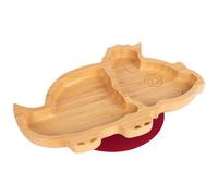 Tiny Dining Bamboo Suction Plate - Dinosaur/red - Divided Non-Slip Bamboo Self-Feeding Baby Weaning Plate