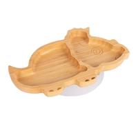 Tiny Dining Bamboo Suction Plate - Dinosaur/white - Divided Non-Slip Bamboo Self-Feeding Baby Weaning Plate