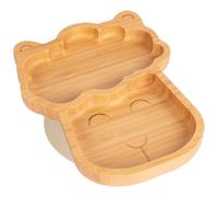 Tiny Dining Bamboo Suction Plate - Llama - Divided Non-Slip Baby Weaning Plate in Beige Tiny Dining Beige