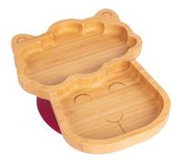 Tiny Dining Bamboo Suction Plate - Llama - Divided Non-Slip Baby Weaning Plate in Red Tiny Dining Red