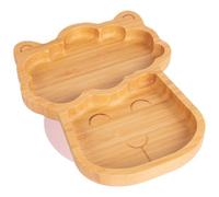 Tiny Dining Bamboo Suction Plate - Llama/pastel Pink - Divided Non-Slip Bamboo Self-Feeding Baby Weaning Plate