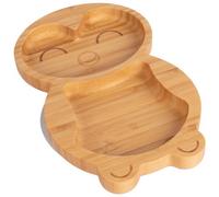 Tiny Dining Bamboo Suction Plate - Penguin/grey - Divided Non-Slip Bamboo Self-Feeding Baby Weaning Plate