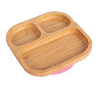 Tiny Dining Bamboo Suction Plate - Pink - Divided Non-Slip Bamboo Self-Feeding Baby Weaning Plate