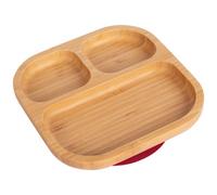 Tiny Dining Bamboo Suction Plate - Red - Divided Non-Slip Bamboo Self-Feeding Baby Weaning Plate