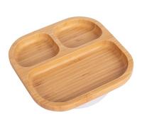 Tiny Dining Bamboo Suction Plate - White - Divided Non-Slip Bamboo Self-Feeding Baby Weaning Plate