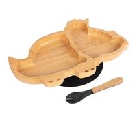 Tiny Dining Bamboo Weaning Plate & Fork - Dinosaur - Divided Toddler Dining Set in Black Tiny Dining Black