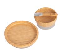 Tiny Dining Children's Bamboo Suction Round Dinner Set - Grey