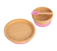 Tiny Dining Children's Bamboo Suction Round Dinner Set - Pink