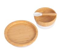 Tiny Dining Children's Bamboo Suction Round Dinner Set - White