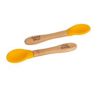 Tiny Dining x2 Children's Bamboo Soft Tip Silicone Spoons - Great for Baby Toddler Weaning - Eco Friendly Kids Dinner Dessert Cereal Spoon - Yellow