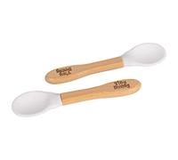 Tiny Dining x2 Children's Bamboo Soft Tip Silicone Spoons - Great for Baby Toddler Weaning - Eco Friendly Kids Dinner Dessert Cereal Spoon - White