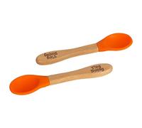 Tiny Dining x2 Children's Bamboo Soft Tip Silicone Spoons - Great for Baby Toddler Weaning - Eco Friendly Kids Dinner Dessert Cereal Spoon - Orange
