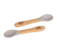 Tiny Dining x2 Children's Bamboo Soft Tip Silicone Spoons - Great for Baby Toddler Weaning - Eco Friendly Kids Dinner Dessert Cereal Spoon - Grey