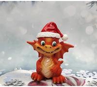 Tiny Doll Cute Hooded Christmas Dragon Decorations,Dragon Baby Christmas Decorations Resin Dragon Figurines for Desk/Garden/Car, Cute Cartoon Decor (D)