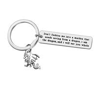 Tiny Dragon Keychain Don’t Fashion Me Into a Maiden I’m The Dragon Keyring Dragon Lovers Gift for Women Feminist Gift Game of Thrones Keyring for Her Christmas Birthday Inspirational Gift for Girl