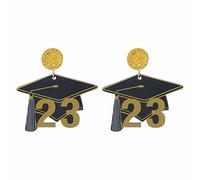 Tiny Earrings Graduation Earrings For Women Girls Acrylic 2023 Graduation Cap Statement Hat Drop Dangle High School College Gifts For Silver (Black, One Size)