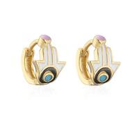 Tiny Evil Eye Small Hoop Earring for Women Protection Hamsa Hand of Fatima Mini Small Cuff Cartilage Earrings Hypoallergenic Piercing Huggie Sleeper Hoops Fashion Jewelry 8mm, S, Metal, No Gemstone