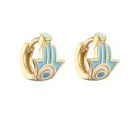 Tiny Evil Eye Small Hoop Earring for Women Protection Hamsa Hand of Fatima Mini Small Cuff Cartilage Earrings Hypoallergenic Piercing Huggie Sleeper Hoops Fashion Jewelry 8mm, S, Metal, No Gemstone