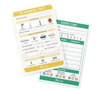 Tiny Expressions Kids Pretend Play Notepads - 40 Pages Boarding Pass & 40 Pages Classroom Report Card Notepad - Travel Booking Agent and Teacher Imaginative Role Play - Playtime Pads