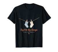 Tiny Feet Big Changes First Time Parent Baby Socks Design T-Shirt