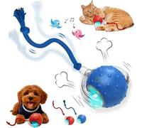 Tiny Fetch Dog Toy - 2026 New Tiny Fetch Motion Dog Toy with Birdsong & Rope,Interactive Dog Cat Toys Balls,360°Smart Automatic Rolling Electric Dogs Ball Toy,Fast Moving Toy for Dog and Cat (Blue)