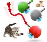 Tiny Fetch Dog Toy, 360° Rolling Interactive Fast Moving Ball With Rope, Self-moving Toy For Small Dogs & Cats, Indoor Play & Exercise Green red+green+gray