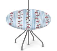 Tiny Florals Outdoor Round Tablecloth With Umbrella Hole, Patio Table Cover Circle Fitted Tablecloth with Zipper Waterproof Umbrella Table Cover for Party Picnic, Fit for 45"-56" Round Tables