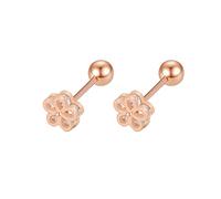 Tiny Flower Stud Cartilage Earrings for Women Girls Teen 925 Sterling Silver Mini Cute Cubic Zirconia Daisy 4mm Ball Barbell Screw Back Tragus Hypoallergenic Piercing Body Jewelry 18G (Rose Gold)