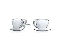 Tiny Food Latte Espresso Cafe Coffee Lover Stud Earrings For Women For Teen .925 Sterling Silver