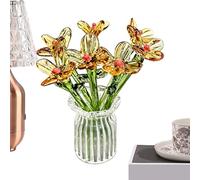 Tiny Glass Floral Holder - Handmade Glass Plant Arrangement Seven Branches Collection, Everlasting Floral Design Stylish Decorative Accent Art Piece | Celebration Present Interior Showcase