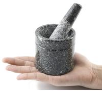 Tiny Granite Mortar and Pestle Set, Miniature Grinder for Herbs, Asian Spices and Seeds for Thai, Chinese, Indian Cuisine Chefs and Home Cooks - (Grey 2.75 in Cylinder 2 oz.)