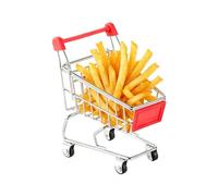 Tiny Grocery Cart - Doll House Ornaments | Supermarket Handcart | for Boys Girls Collectors Fairy Gardens Pretend Play Architectural Model Making