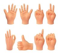 Tiny Hands Finger Puppets, Mini Hands for Cats Dogs Pets, Funny Pet Interaction Toys with Rock Paper Scissors Gestures for Playtime, Training & enrichment Activities (Complexion, 8 Pcs)