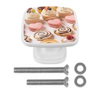 Tiny Hazelnut Puff BitesRound Corner Square Drawer Pulls,Stainless Steel Cabinet Handles, Matte Black Furniture Knobs