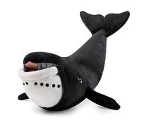 Tiny Heart 17inch Simulated Bowhead whale Plush Toy, Realistic Soft Plush Stuffed Whale Animal Toys, Marine Life Collection Suitable For Home Decoration, Children'S Play Game Companion- Black