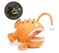 Tiny Heart Anglerfish Plush Stuffed Animal 36cm/14” Realistic Anglerfish Plush Toy Lovely glow in the dark Cute Soft Gifts fish for Kids Bedtime Companion Plushie Collection Interactive Play brown