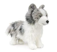 Tiny Heart Border Collie Animal Plush Toy 11.4in, Soft Border Collie Plush Toy Simulation Series, Soft Meteorite Border Collie Plush Toy Doll Pillow for Kids and Wildlife Lovers,Grey