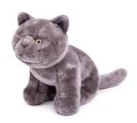 Tiny Heart British Short Cat Plush Toy Stuffed Animal Realistic British Short Cat Kitty Plush Toy Lovely Cute Soft Gifts for Kids Bedtime Companion Plushie Collection Interactive Play 11” grey C2