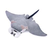 Tiny Heart Fun Manta Ray Plush Toy, Realistic and Soft Devil Rays Doll Plush Toy, Ocean Stuffed Animal Collection Suitable for Home Decor, Grey 15in