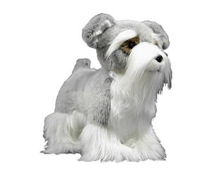 Tiny Heart Schnauzer Dog Animal Plush Toy 11.4in, Soft Schnauzer Dog Plush Toy Simulation Series, Soft Schnauzer Plush Toy Doll Pillow for Kids and Wildlife Lovers,Grey
