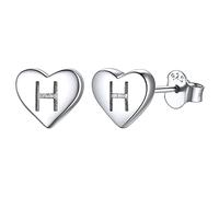 Tiny Heart Stud Earrings 925 Sterling Silver Initial H Earring Fits Sensitive Ears Monogram Jewelry