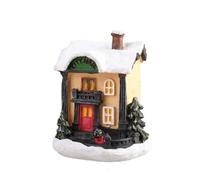 Tiny Holiday Village House, 2021 Model A, style to 4 | Snowy White Accents, Glowing Miniature Cottage, Miniatures, for Mantels