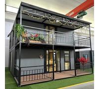 Tiny Home prefab Container House with 2 bedrooms, 1 Bathroom and Kitchen, Folding Modular Tiny House to Live in for Adults, Expandable prefabricated Portable Homes, Mobile House for Sale