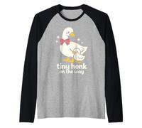Tiny Honk On The Way Cute Goose Baby Reveal Raglan Baseball Tee
