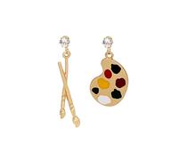Tiny Hoop Hinged Sleeper Earrings Retro Asymmetrical Stud Earrings Piece Sign (Yellow, 1x5. 5cm)