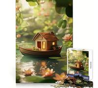 Tiny House Boat in A Pond Jigsaw Puzzles for Adults1000 Pieces Smart Toy Soothing Play Accurate Cut Art Collectible 50x75cm